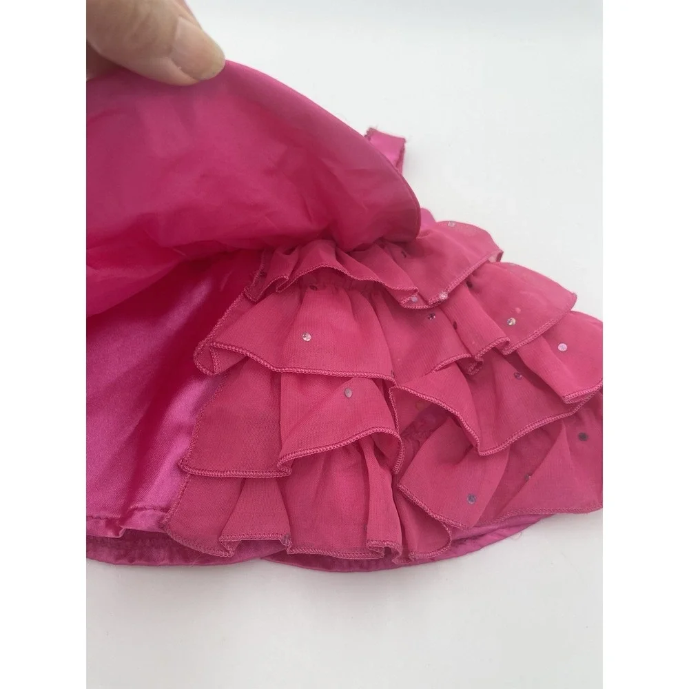 Build a Bear Pink‎ Satin Dress Ruffles Sequins Rosette